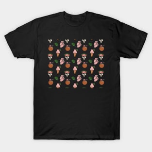 Ice Cream Summer Skulls Pattern T-Shirt